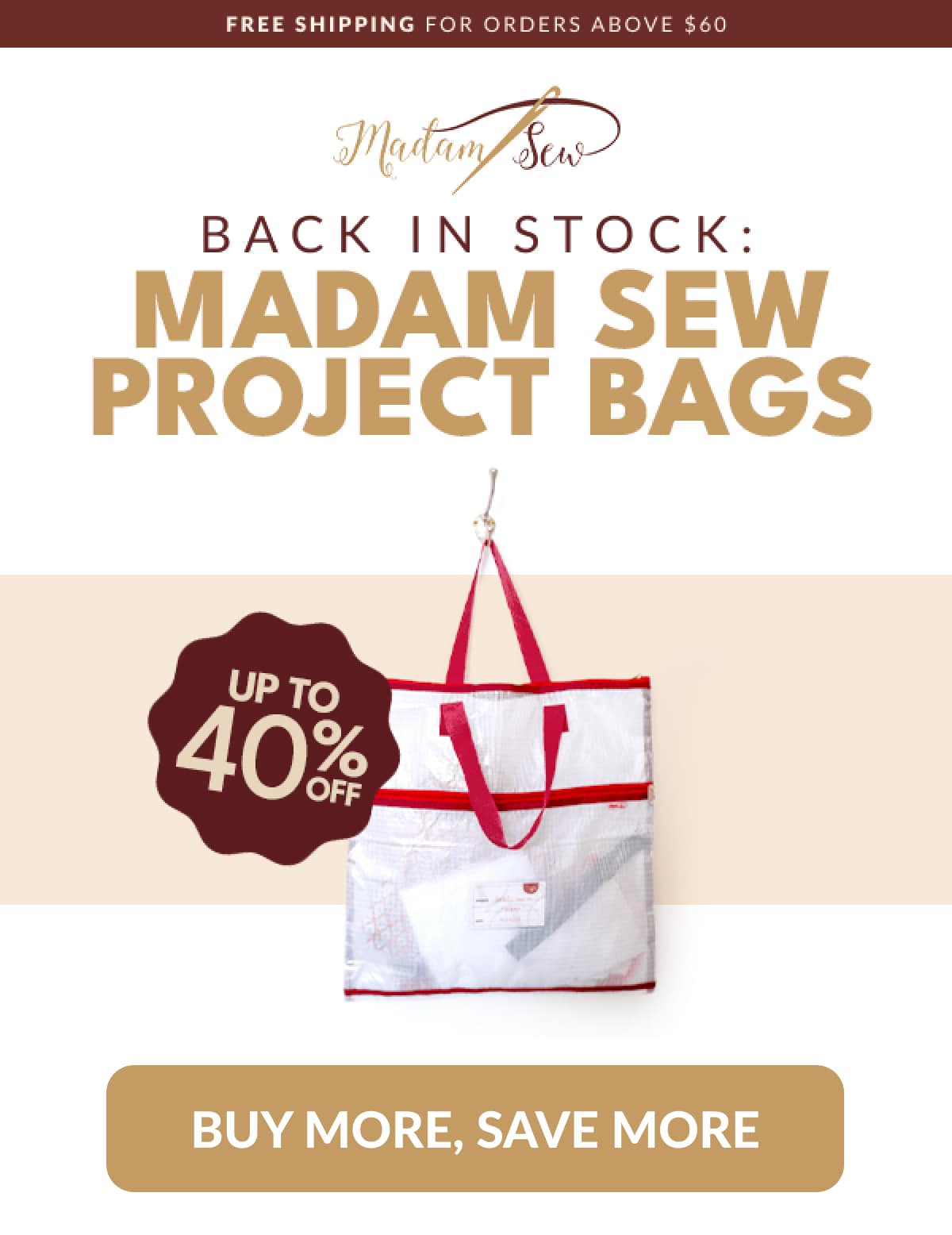 Back in stock: Madam Sew Project Bags
