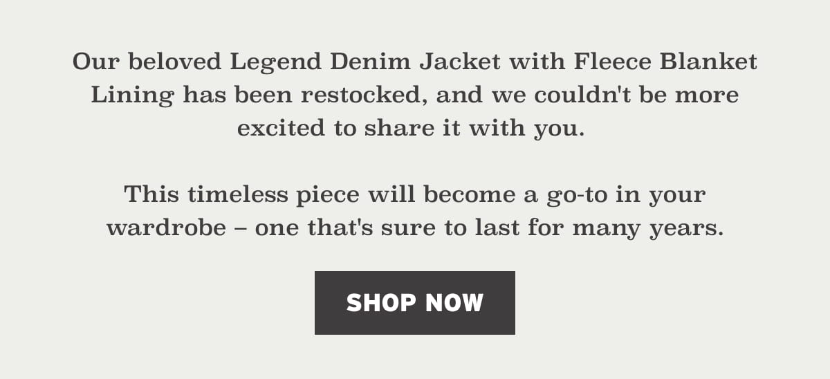 The Legend Denim Jacket is Back! - Schaefer Outfitter