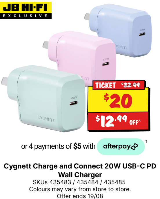 Cygnett Charge and Connect 20W USB-C PD Wall Charger