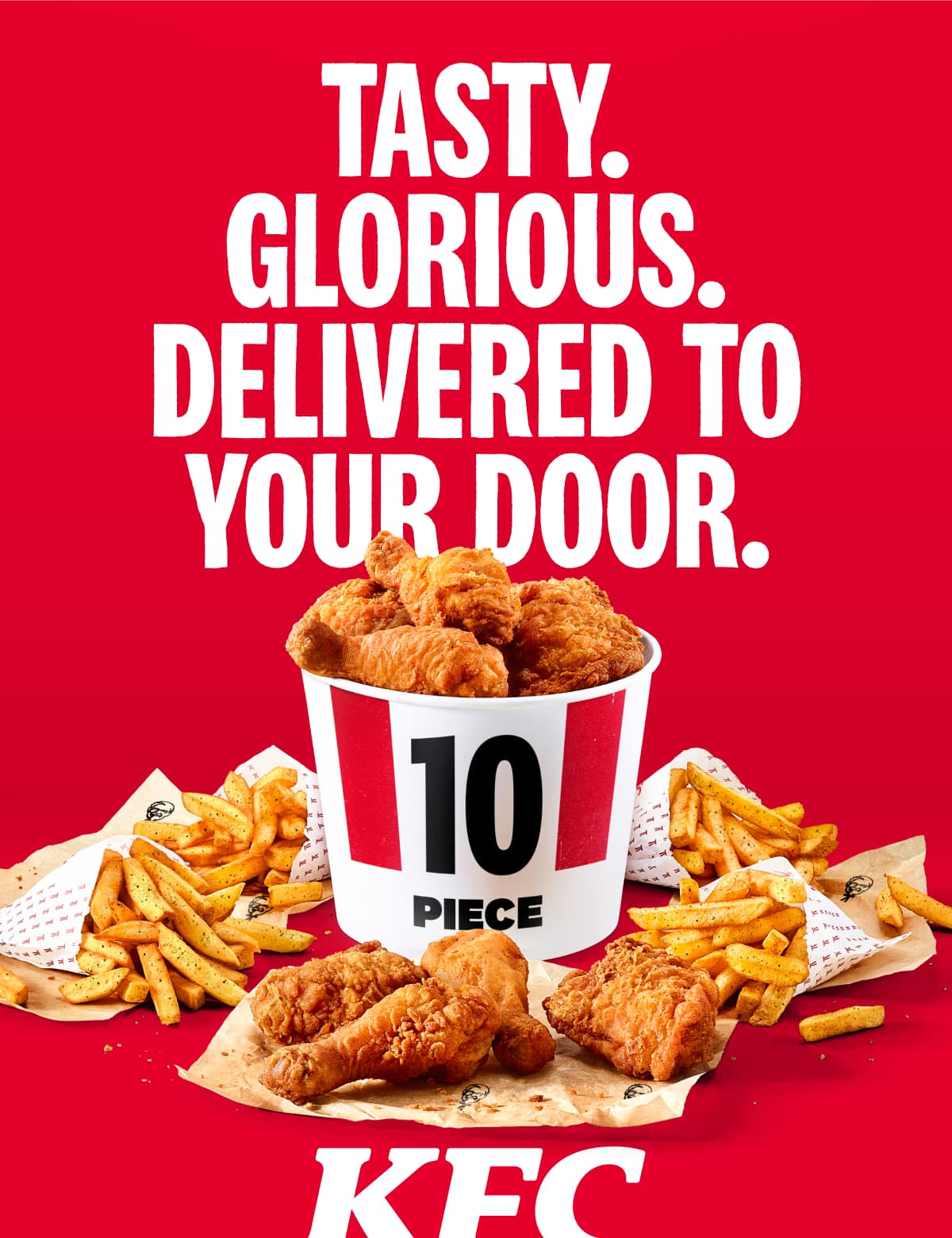 Get our seriously tasty 10pc Bargain Bucket delivered from £19.99 