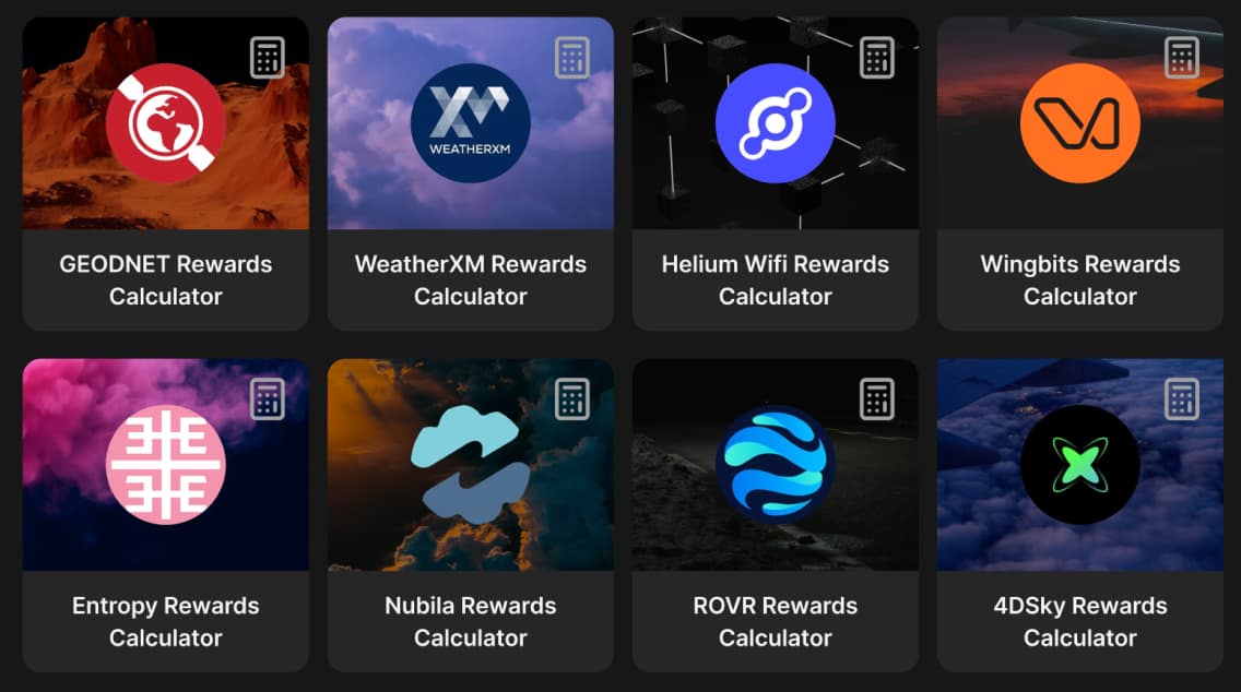 Moken DePIN reward calculators overview
