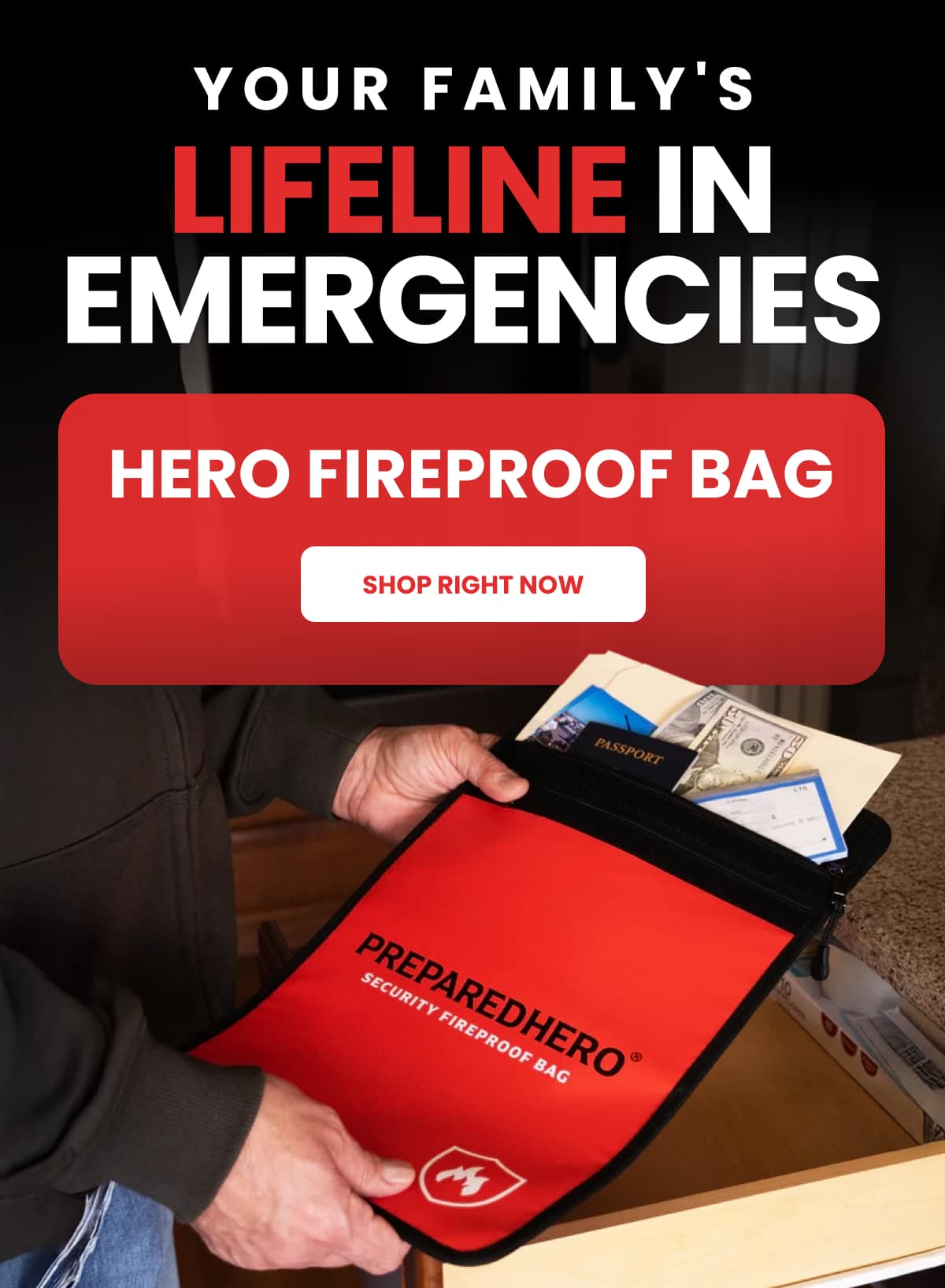 Your Family's Lifeline In Emergencies Hero Fireproof Bag