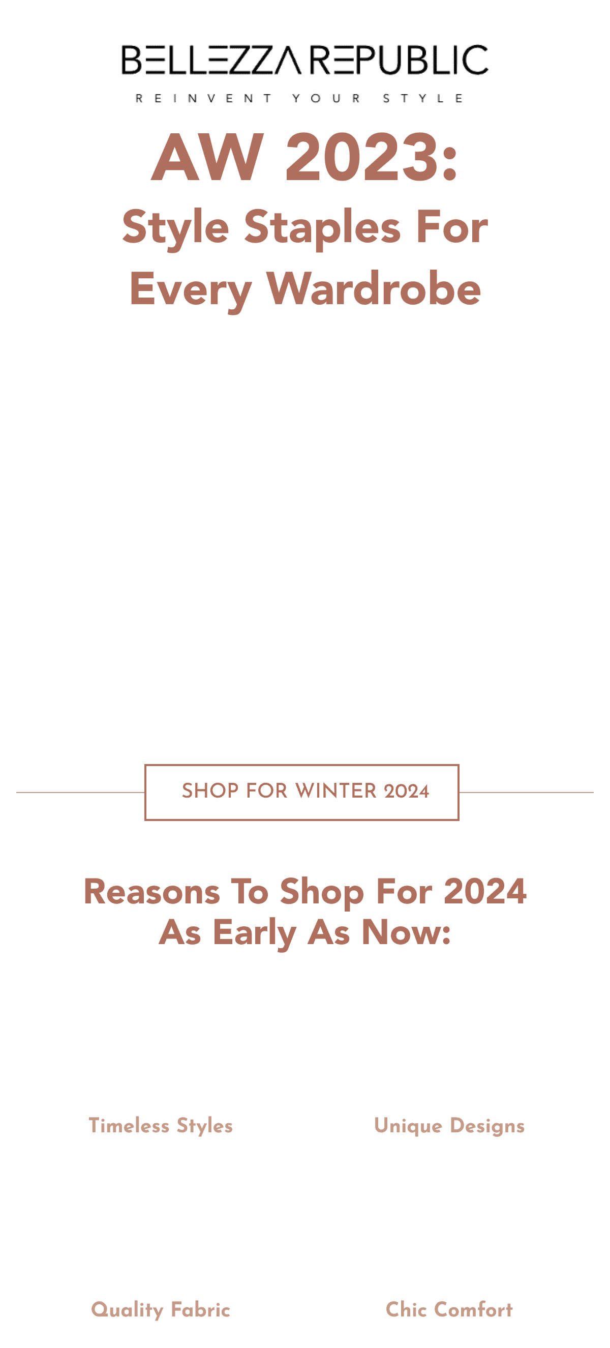 2023 styles to join you for 2024 Bellezza Republic Apparel