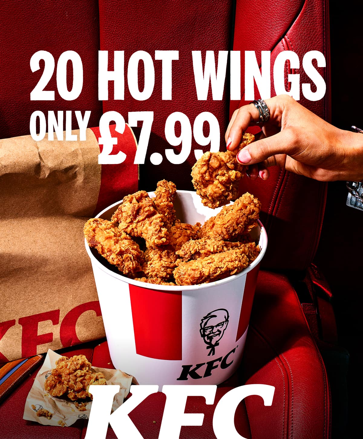 Get stuck into a 20 Hot Wings Bucket for only £7.99. 