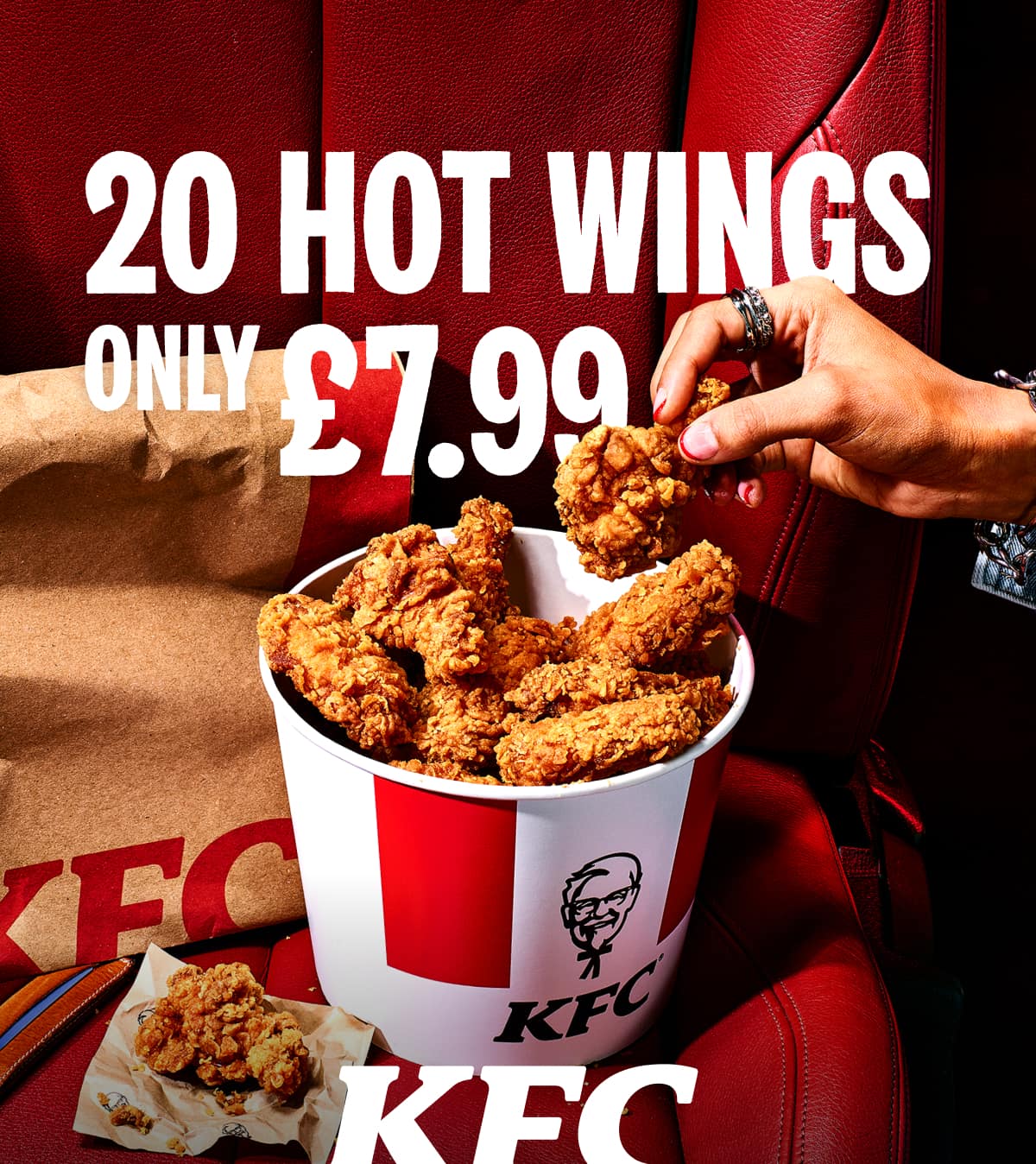 Get stuck into a 20 Hot Wings Bucket for only £7.99. 