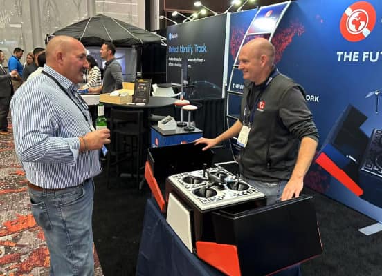 Close-up of drone charging station hardware