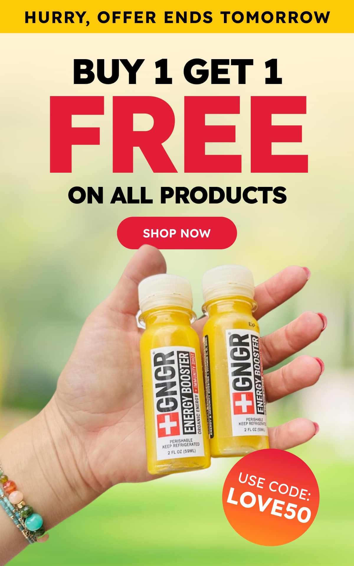 HURRY, OFFER ENDS TOMORROW BUY 1 GET 1 FREE ON ALL PRODUCTS USE CODE: LOVE50