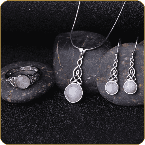 Celtic Mother™ 18K White Gold Moonstone 3pc Collection