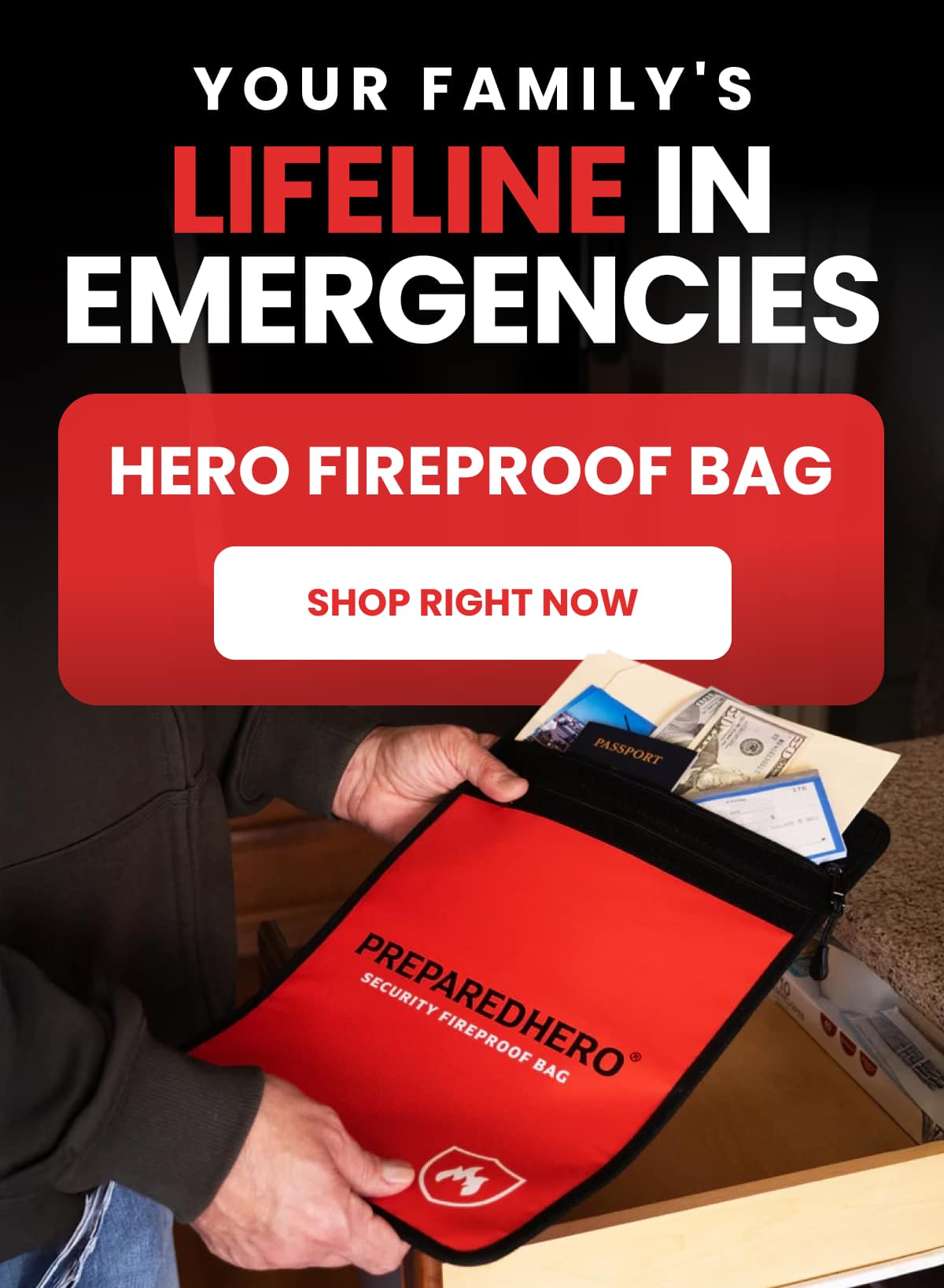 Your Family's Lifeline In Emergencies Hero Fireproof Bag