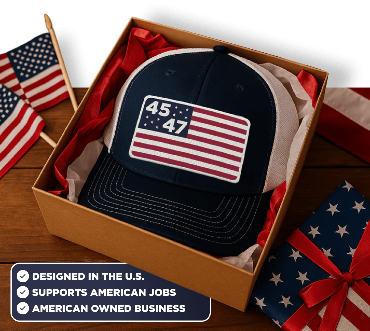 Designed in the U.S., Supports American Jobs, American Owned Business