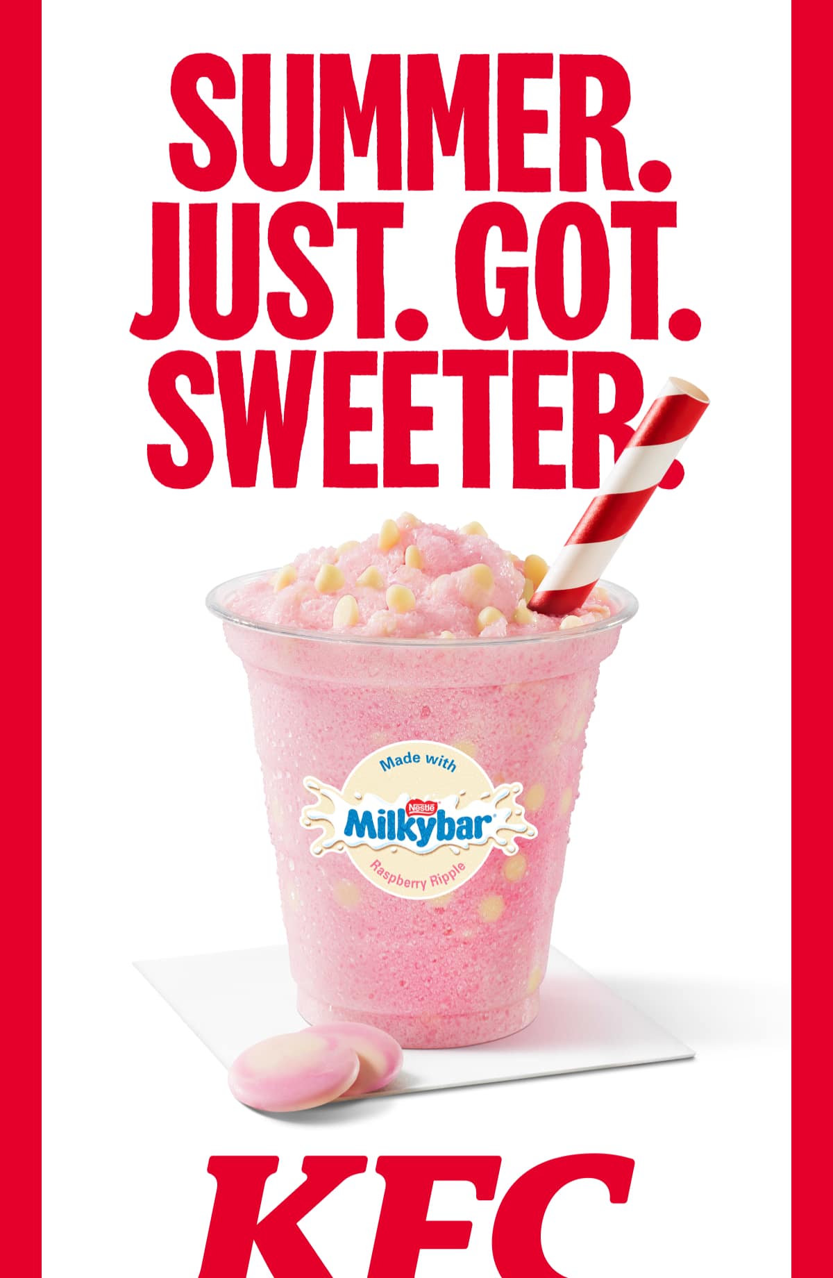 Our new Milkybar® Raspberry Ripple Krushems&TRADE; Shake and Sundae flavour
