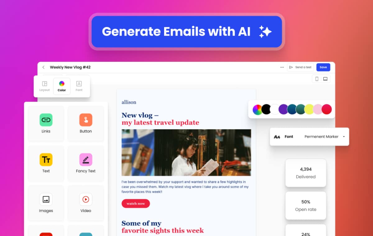 Generate Emails with AI! Join the waitlist to be the first to use the AI Email Builder.