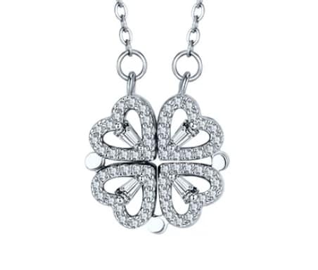Silver Clover Hearts Necklace