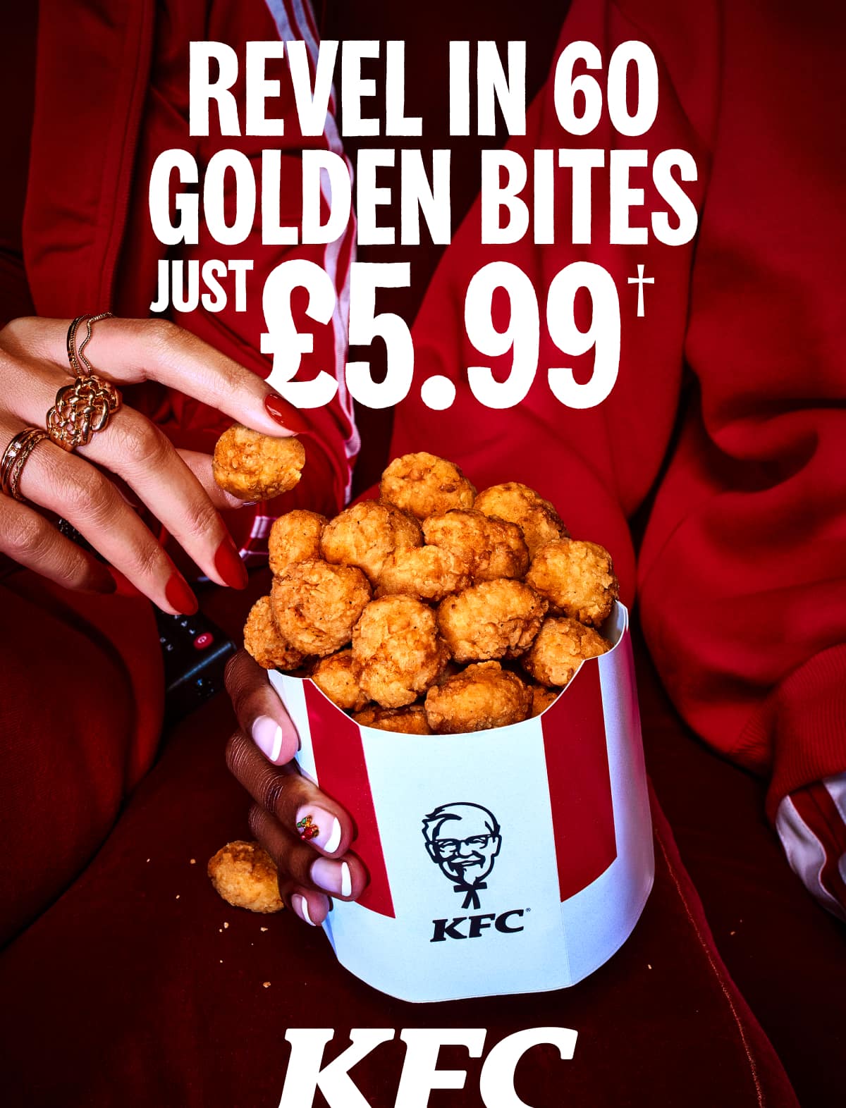 Relish our iconic 60pc Popcorn Chicken Bucket, just £5.99. 