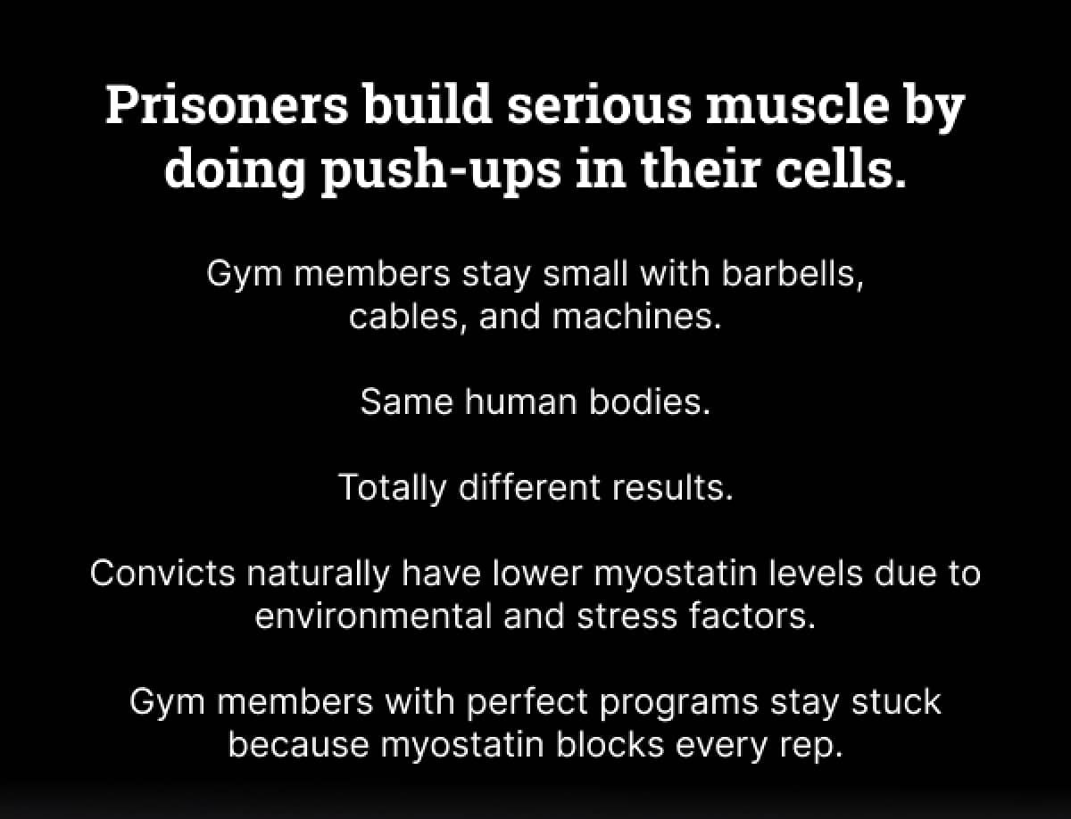 Prisoners build serious muscle by doing push-ups in their cells. Gym members stay small with barbells, cables, and machines. Same human bodies. Totally different results.