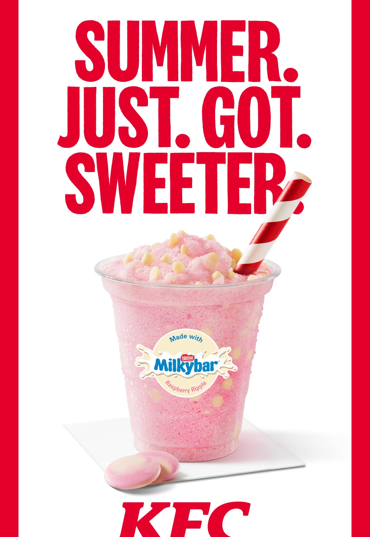 Our new Milkybar® Raspberry Ripple Krushems&TRADE; Shake and Sundae flavour