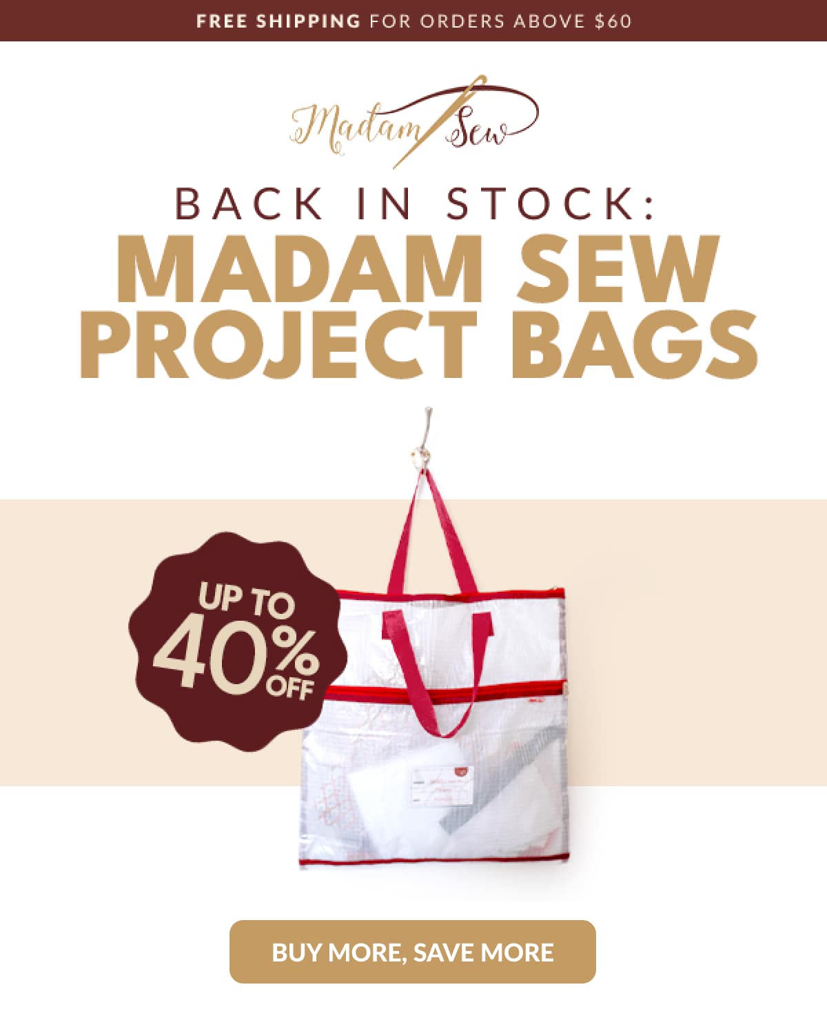 Back in stock: Madam Sew Project Bags